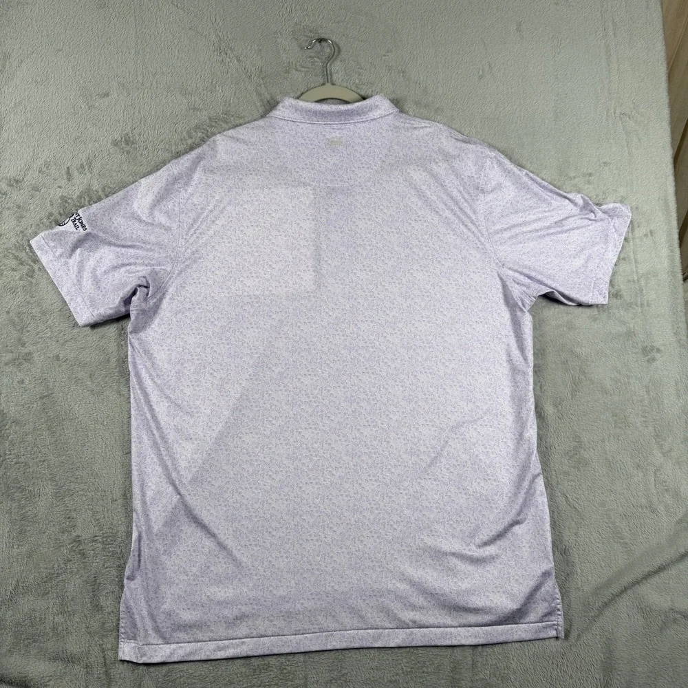 Peter Millar Summer Comfort Men's XL Purple/White Print Stretch Golf Polo Logo